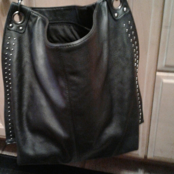 M)PHOSIS Handbags - LARGE BUCKET HOBO W- SILVER STUDS